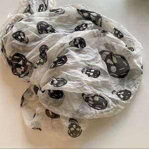 McQueen black and white silk skull scarf